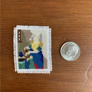 Vermeer’s “The Milkmaid” in Mini Cross Stitch Art